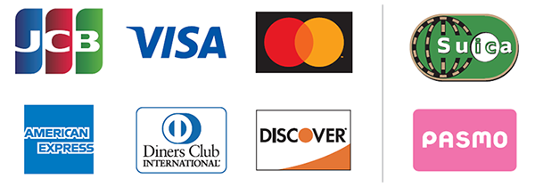 Visa Mastercard JCB AmericanExpress DinersClub Discover Suica PASMO